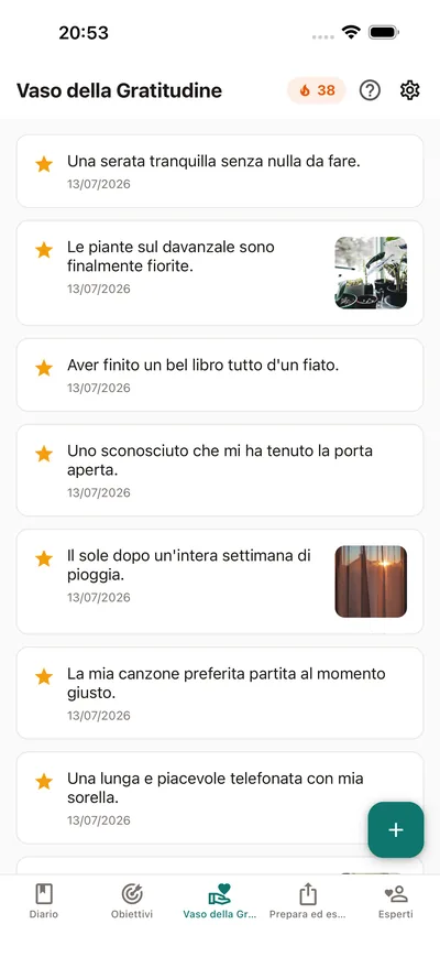 Il Vaso della Gratitudine di BrightLog — piccole voci che si raccolgono in un unico posto dentro il diario privato