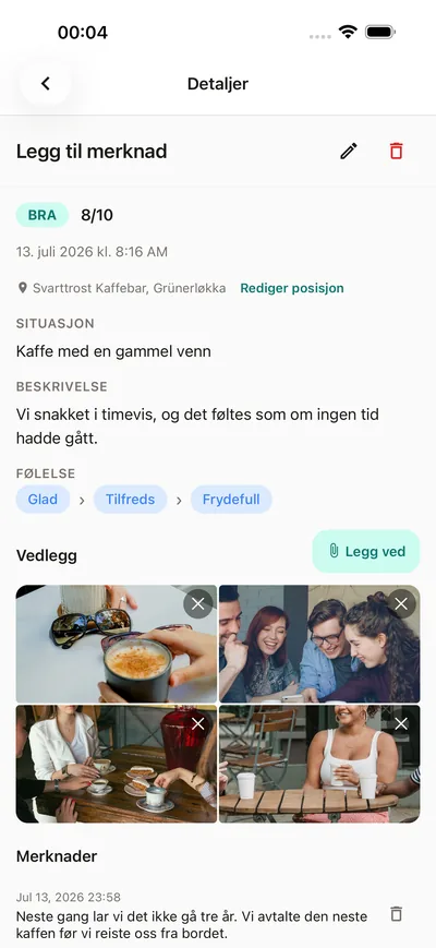 Minner med bilder og følelser — BrightLog