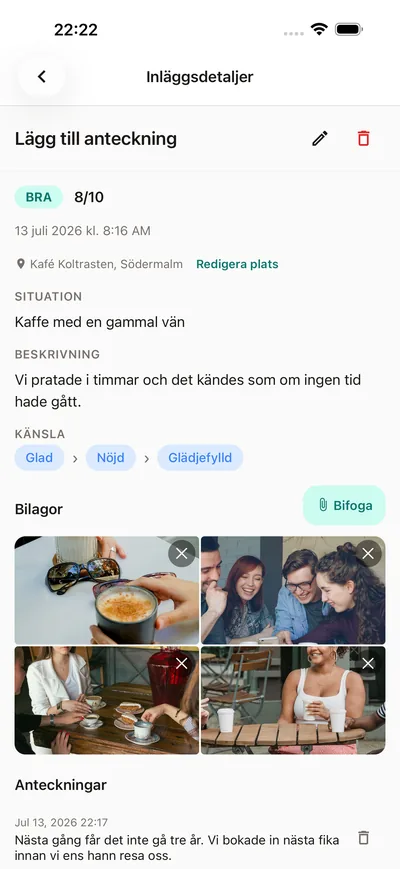 Minnen med bilder och känslor — BrightLog