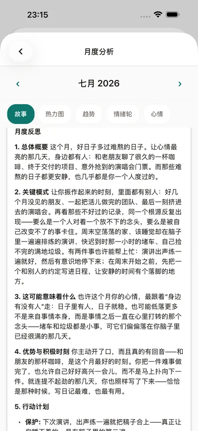 BrightLog 的月度洞察——用平实的语言讲述这个月:心情、规律和一条建议